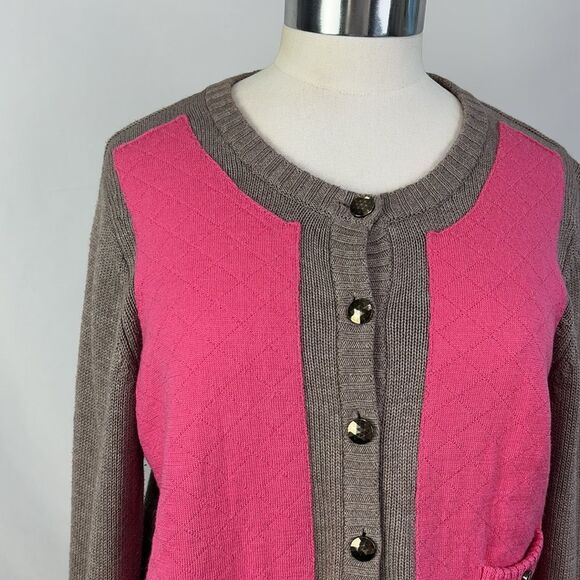 Marc Jacob's Tan Pink Pocket Front Cardigan - Picture 2 of 6